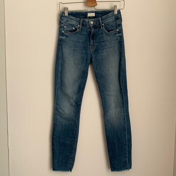 Mother Denim The Looker Ankle Fray Jean One Smart Cookie Blue Womens Size 26 - Picture 2 of 16